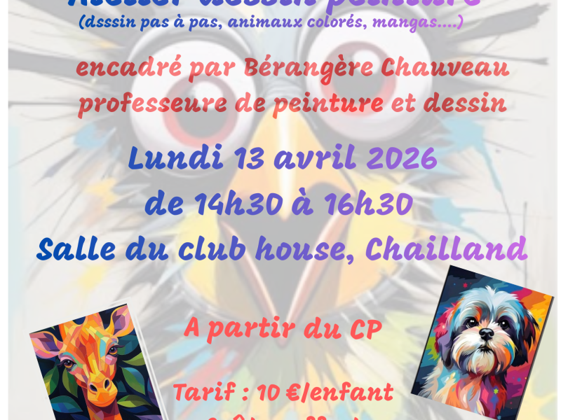 ATELIER DESSIN PEINTURE - à partir du CP - Lundi 13 avril