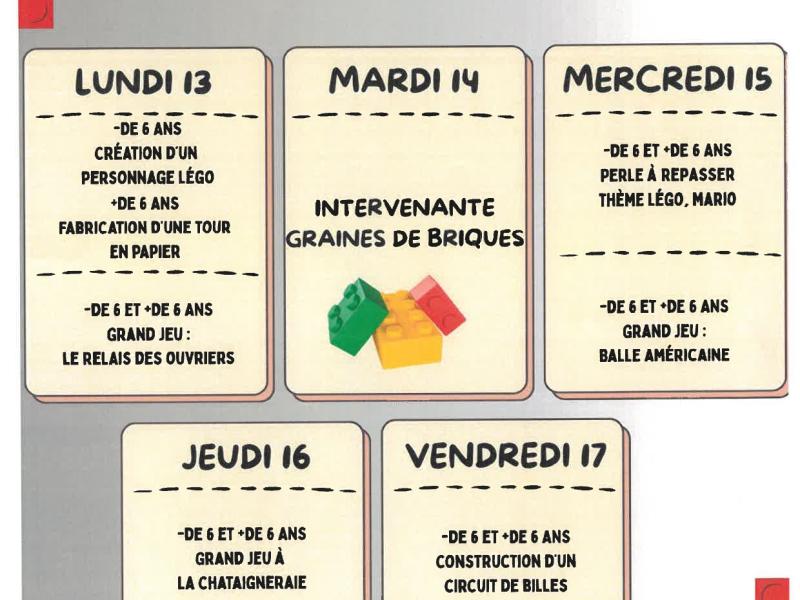 ALSH - Planning du 13 au 17 avril